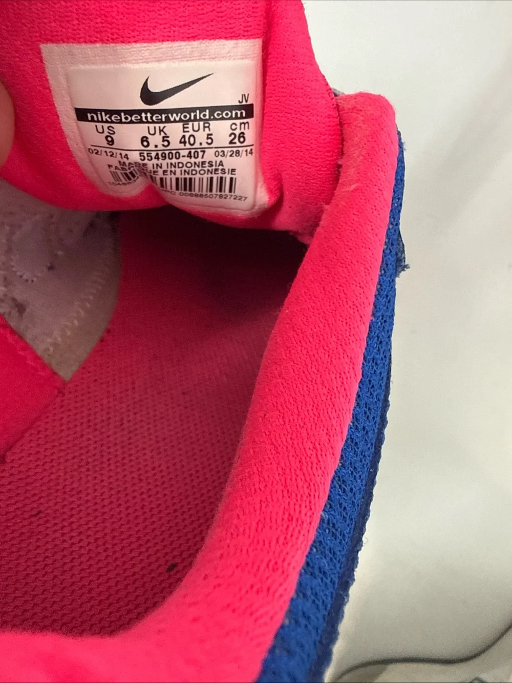 Nike Blue and Pink Women's Athletic Running Shoes